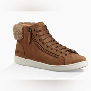 UGG Brown Olive High-Top Sherpa Sneaker